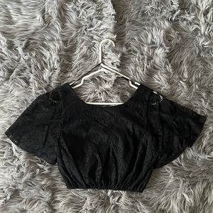 Sexy open back black crop top